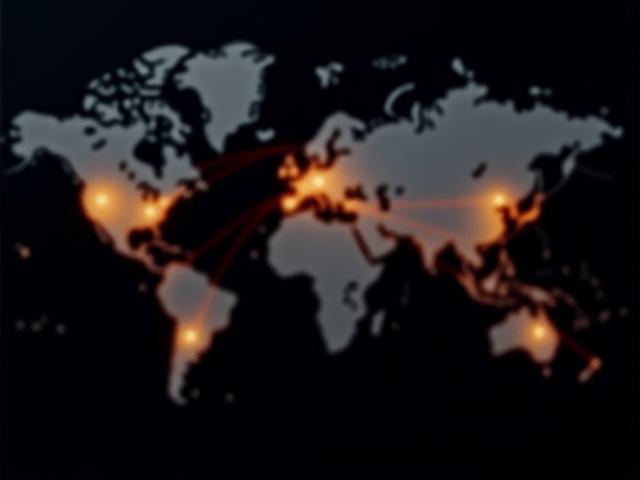 世界地図に主要な国際物流ルートがハイライト表示されている